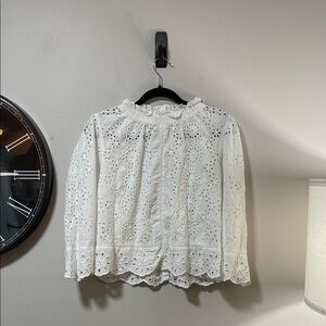 Bailey 44 White Eyelet Button-Back Cotton Blouse